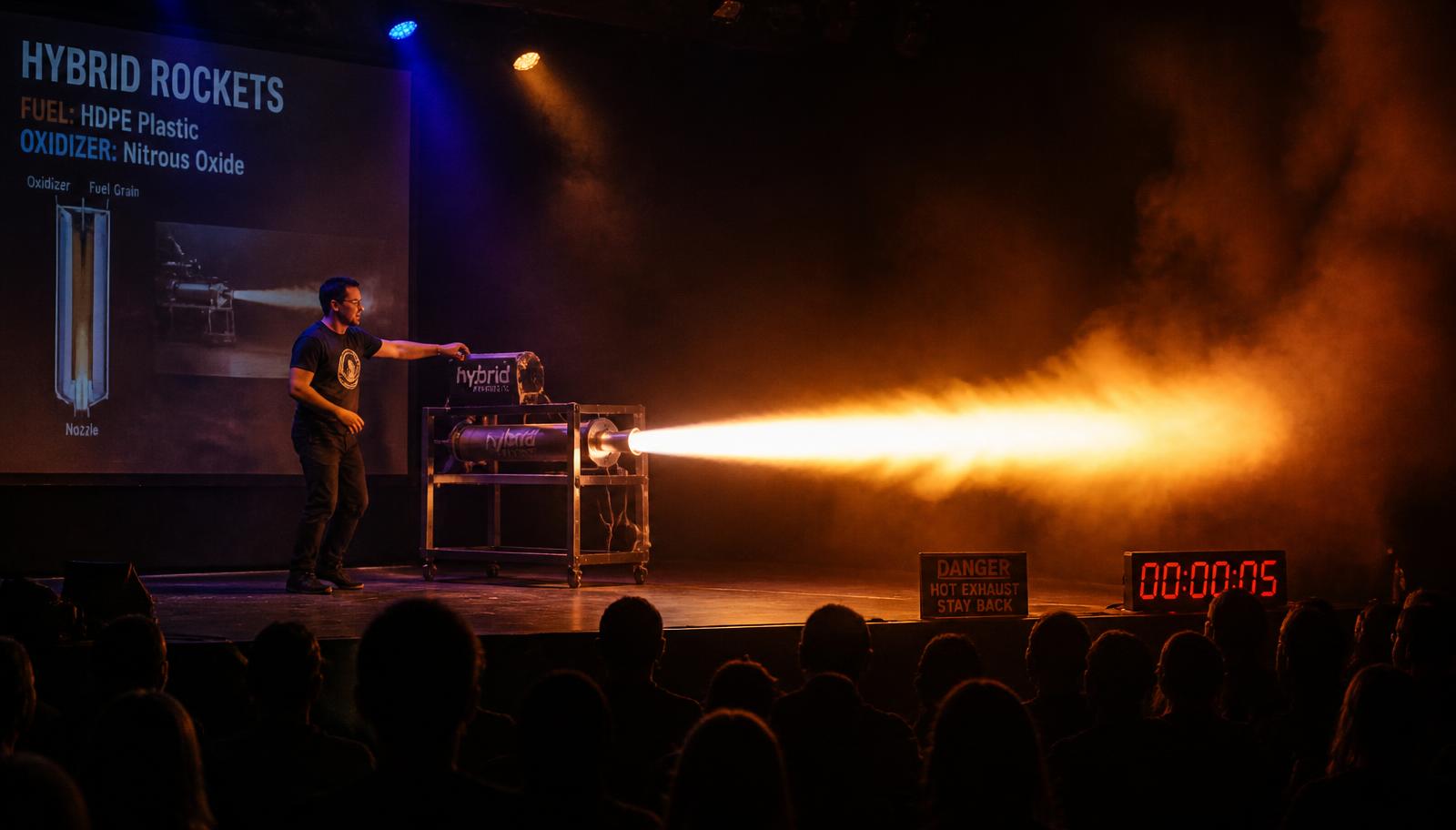 Hybrid rocket motor on stage