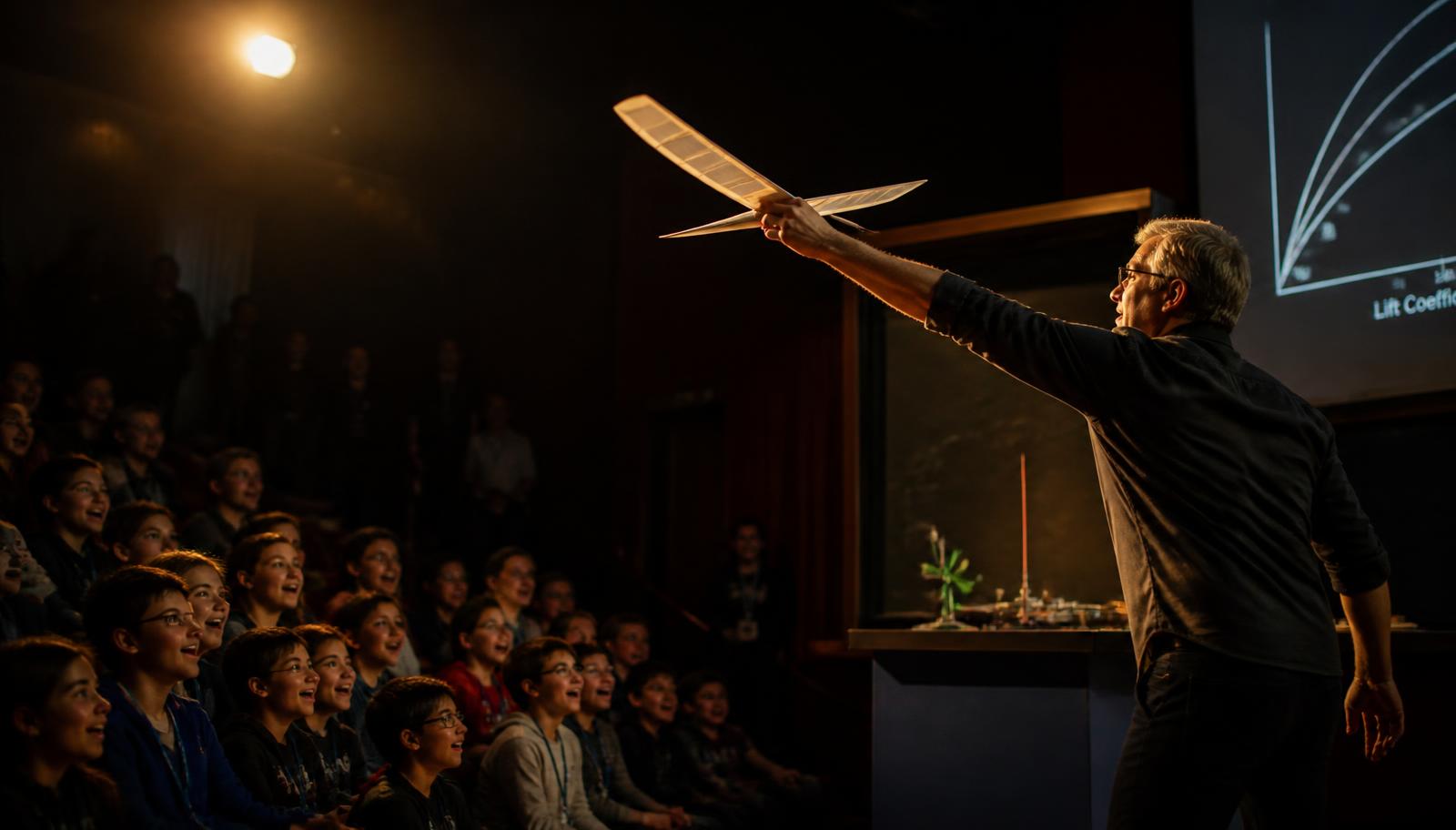 Glider launch in front of an audience